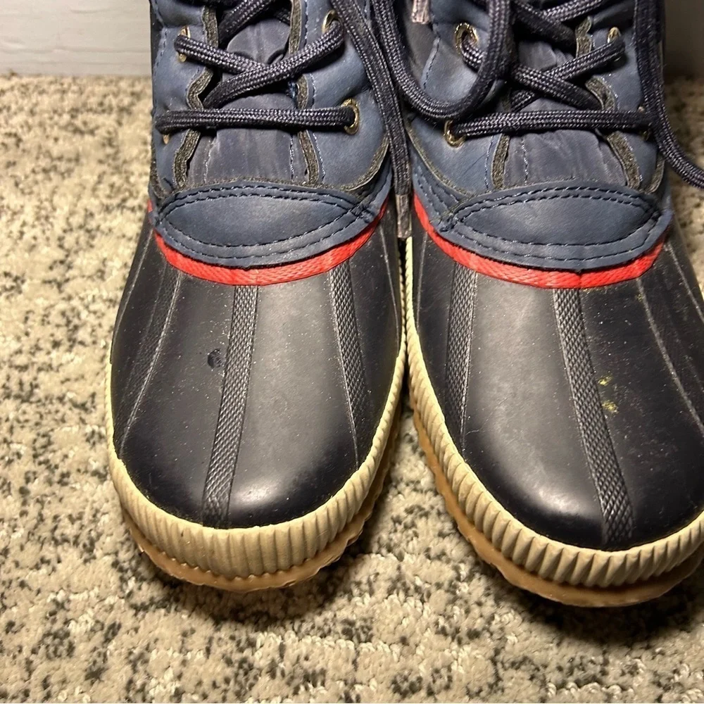 Tommy Hilfiger Mica Brogue Navy Blue & Red Ankle Lace Up Winter Boots Size 6